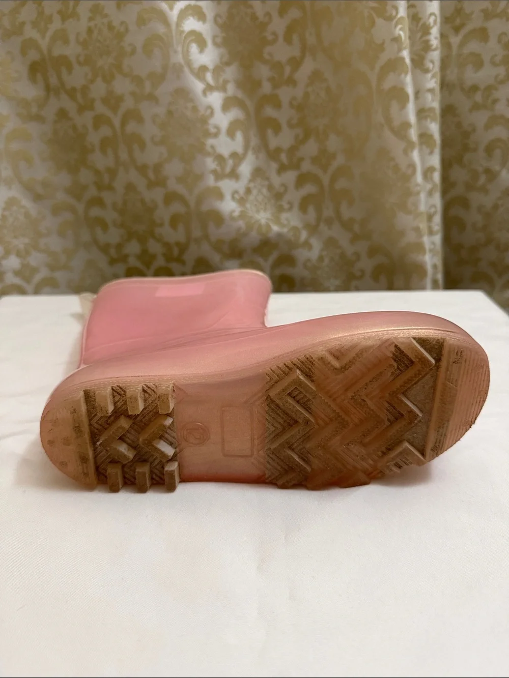 Cat & Jack Shimmery Pink Kids Outdoor Posh Rain/Snow Boots Size 12